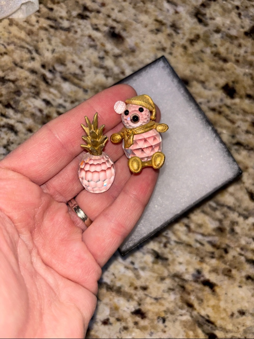 Authentic Swarvoski Crystal Pineapple 🍍 and Bear 🐻 Set with Gold Accents